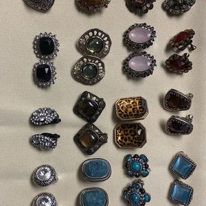 Womens lot 20 Pairs Clip Fashion Earrings Assorted Stones / Gems